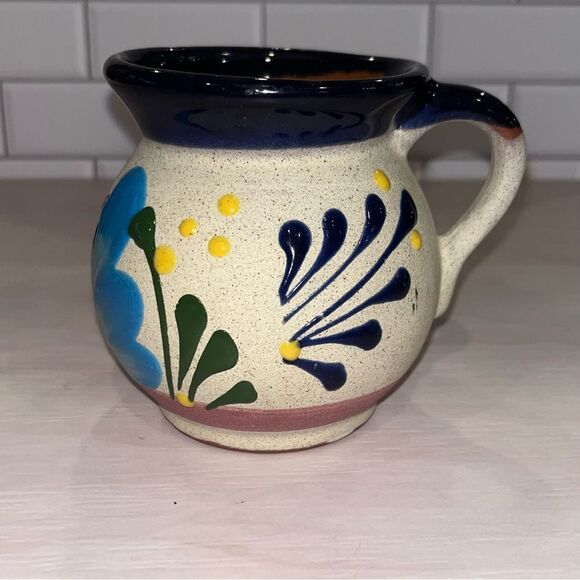 Talavera - Mexican Pottery - Hand Made Coffee Mug Blue Swans Heart - Picture 2 of 8